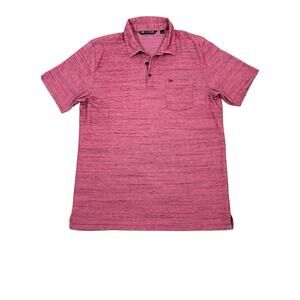 Travis Mathew Polo Shirt Mens Large Red Heathered Pima Cotton Blend Pocket
